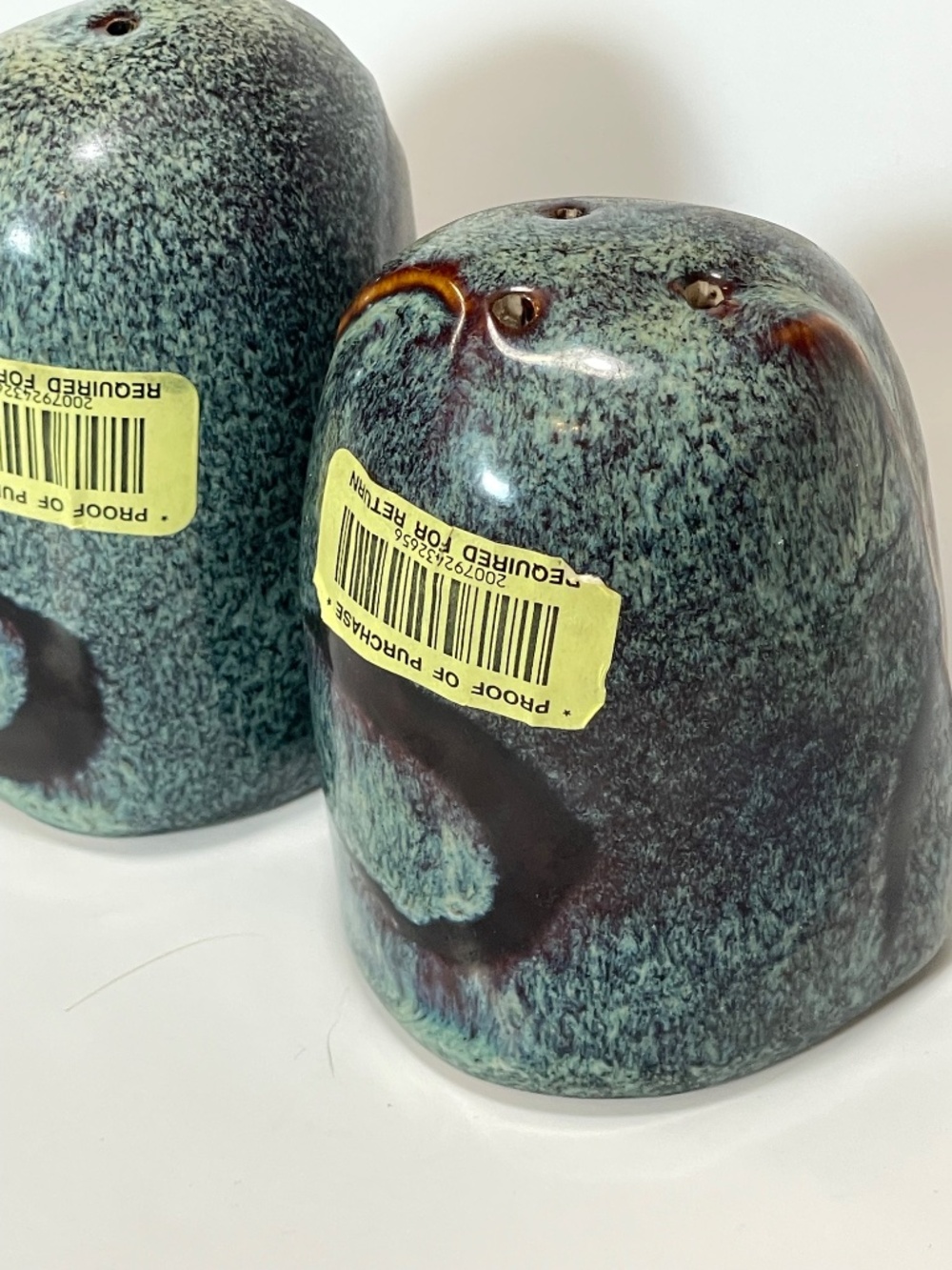 Brand New Artisan Ceramic Salt & Pepper Shakers - Teal Crackle Glaze - Picture 11 of 11